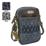 Chala Cross Body Cell Phone Case Denim * Origami Cell Phone Crossbody Purse, Your Choice of Keychain!