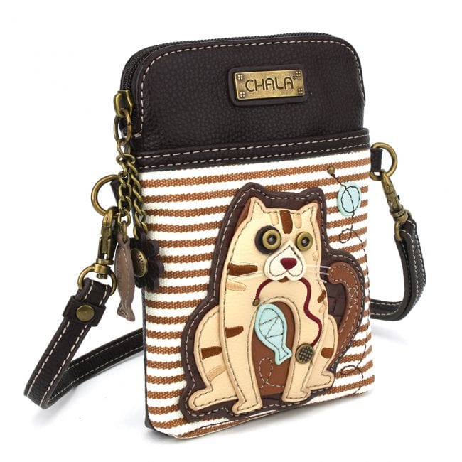 Chala Cross Body Cell Phone Case Tabby Cat GEN II - CELLPHONE CROSS-BODY - BROWN STRIPE