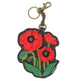 Chala keychain vegan Red Poppy KEY FOB/COIN PURSE