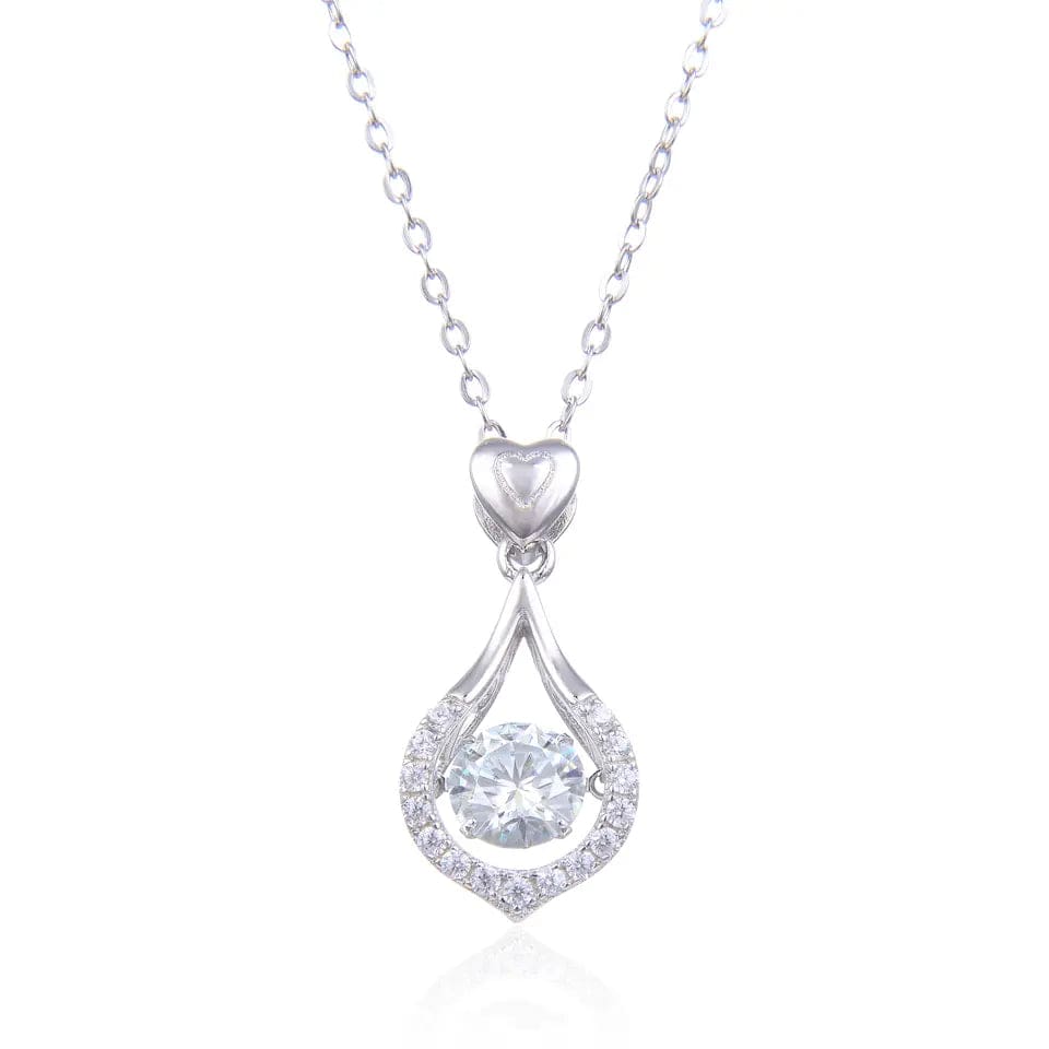Coco-Alibaba Fine Fashion Jewelry-Necklace Hearts and Halo Moissanite Twinkle Set Necklace 925 Sterling Silver
