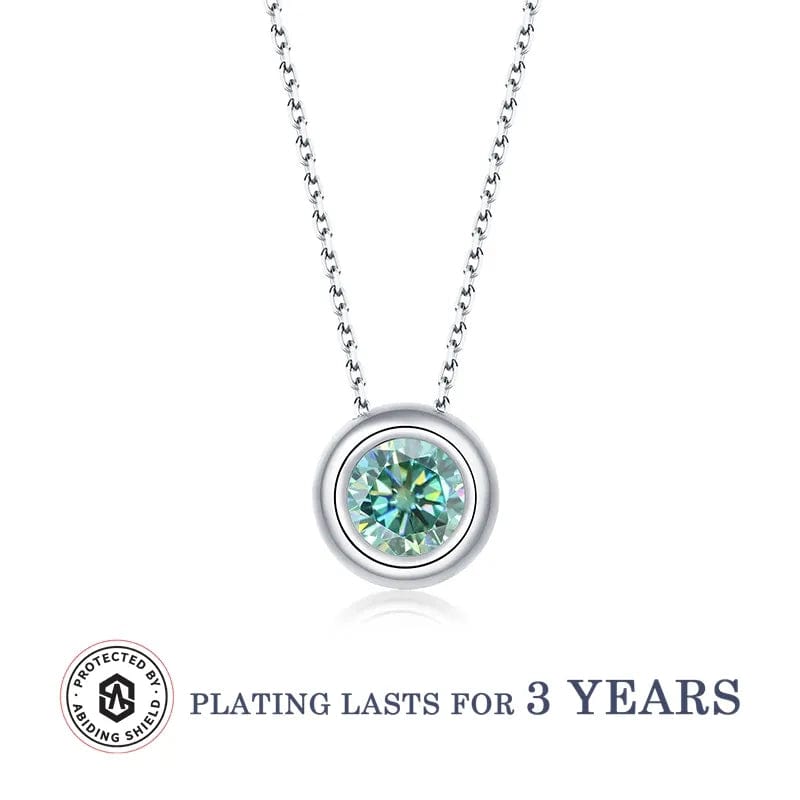 Coco-Alibaba jewelry Green / Necklace Moissanite 1ct Colored GRA Bezel Set Jewelry 925 Sterling Silver Lasting Beauty Plating