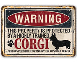 Corgi-Property Protected by Metal Sign