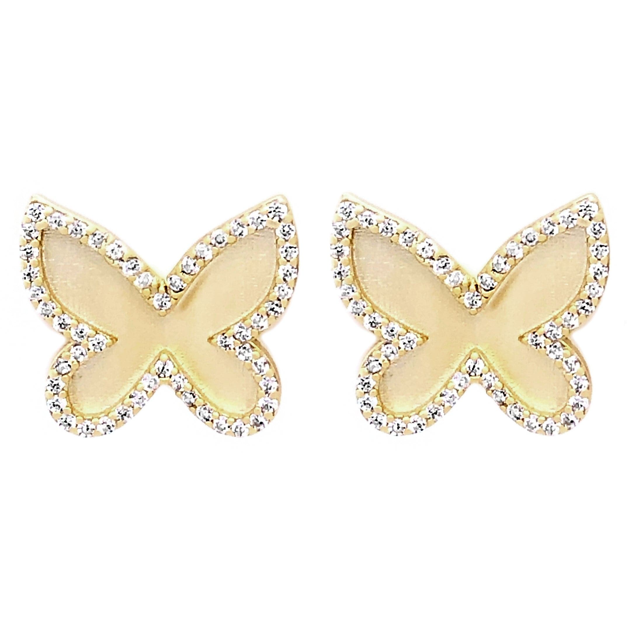 Dlux Jewels butterfly jewelry set Post Earrings Matte Gold with CZ Butterfly Jewelry Set Earrings Necklace Ring