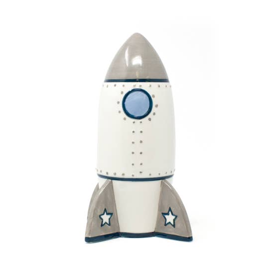 FAIRE - Child to Cherish Kids Rocket Ship-Cutest Piggy Banks for Kids Hand Painted*