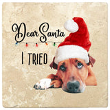 FAIRE - Christmas by Krebs Holiday Ornaments One Dog: Dear Santa, I tried Coaster Christmas by Krebs - 4" Travertine Coasters