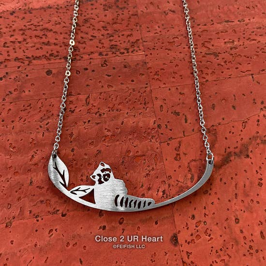 FAIRE - Close 2 UR Heart Fashion Jewelry Raccoon Wild Animal Necklaces Stainless Steel MADE IN THE USA*