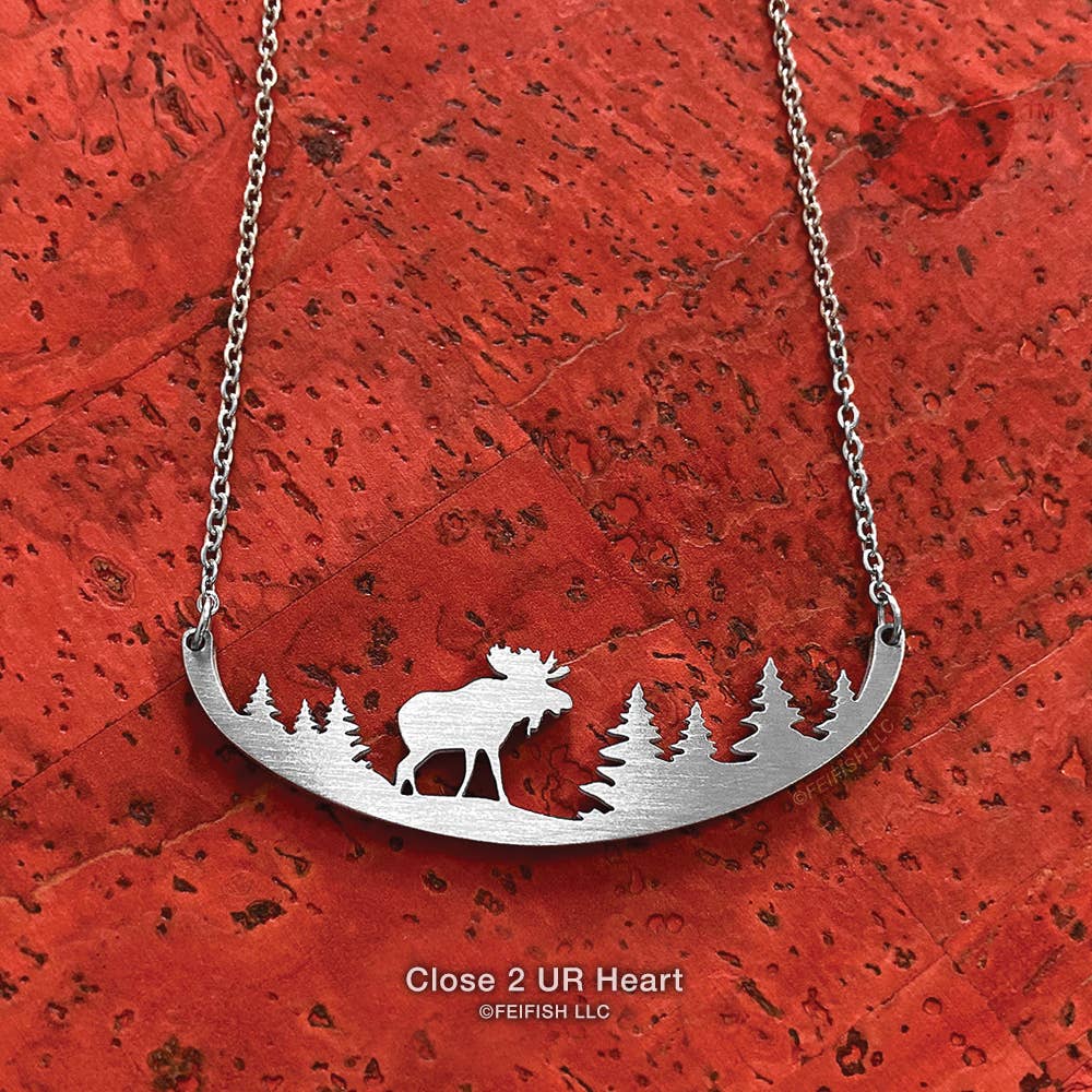 FAIRE - Close 2 UR Heart Moose in the Woods Necklace Made in the USA