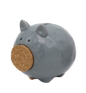 FAIRE - DEI Decor Grey Speckled Ceramic Piggy Bank-Cork Snout So cute!