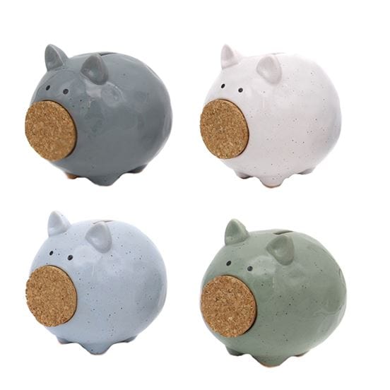 FAIRE - DEI Decor Speckled Ceramic Piggy Bank-Cork Snout So cute!