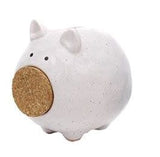 FAIRE - DEI Decor WHITE Speckled Ceramic Piggy Bank-Cork Snout So cute!