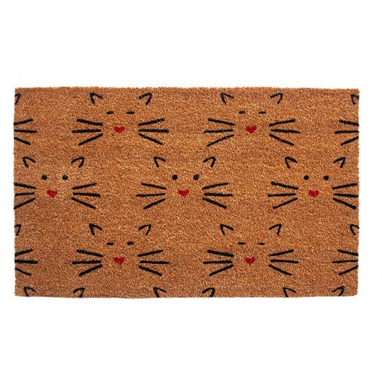 FAIRE - Entryways Doormats Decor Love Cats Coir Welcome Mat Handmade Cute Kitty Faces Welcome You Home!