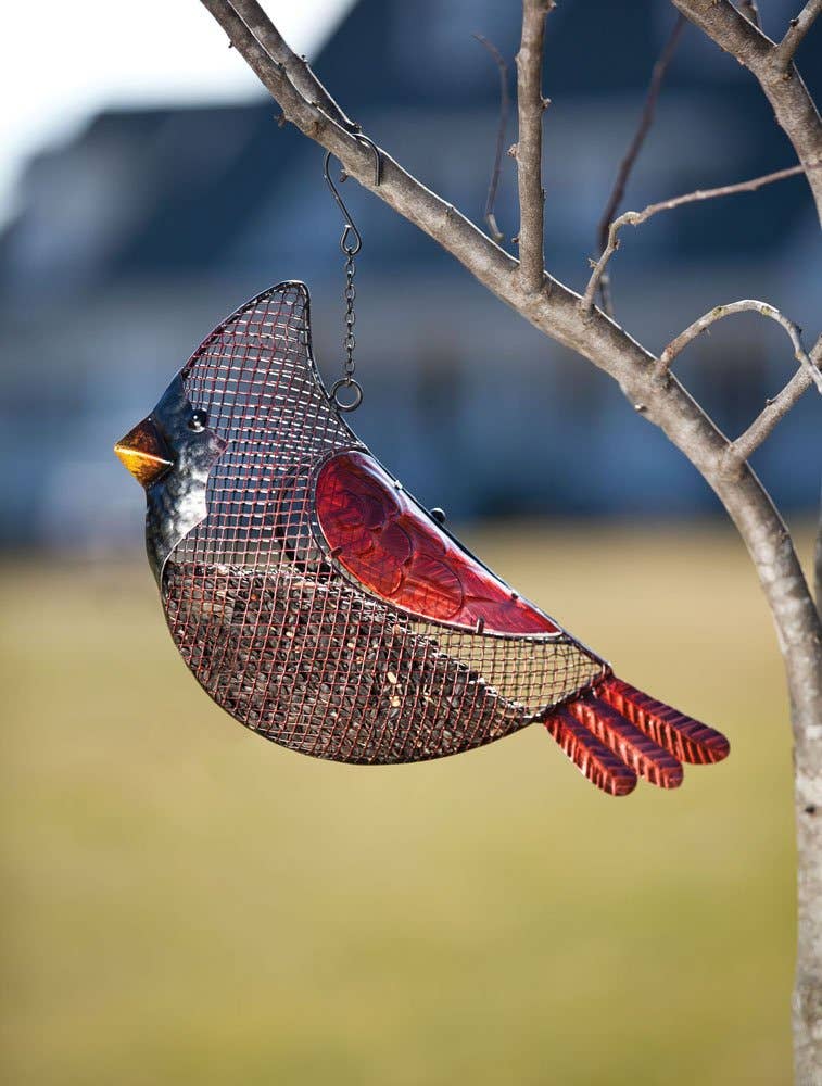 Faire-Evergreen Enterprises Bird Feeder Cardinal Cardinal Mesh Bird Seed Feeder