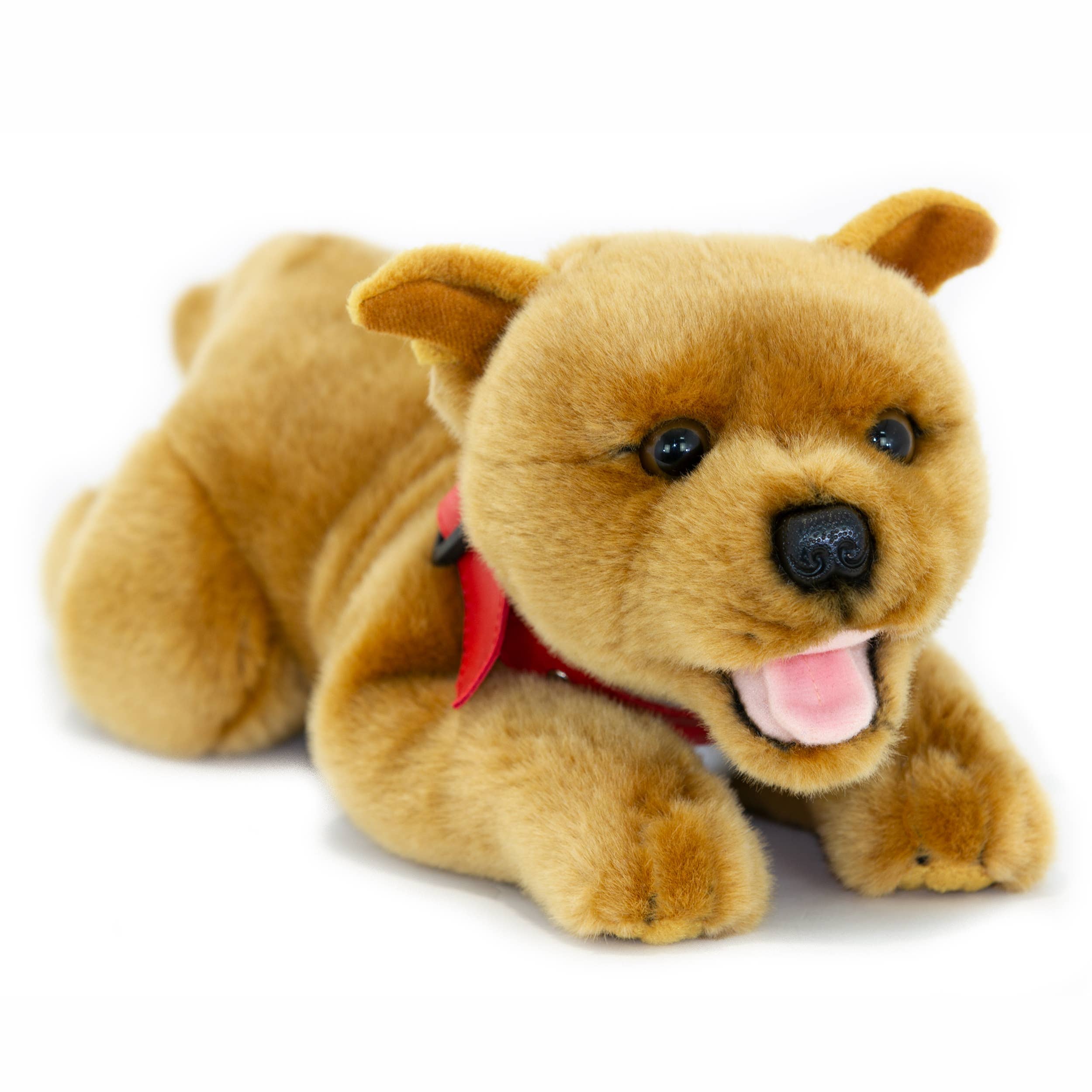 FAIRE: FurTastic Friends by Bocchetta Plush Toys Red Staffordshire Bull Terrier Floppy Stuffed Puppy Size 33cm/11" Eco Friendly Realistic