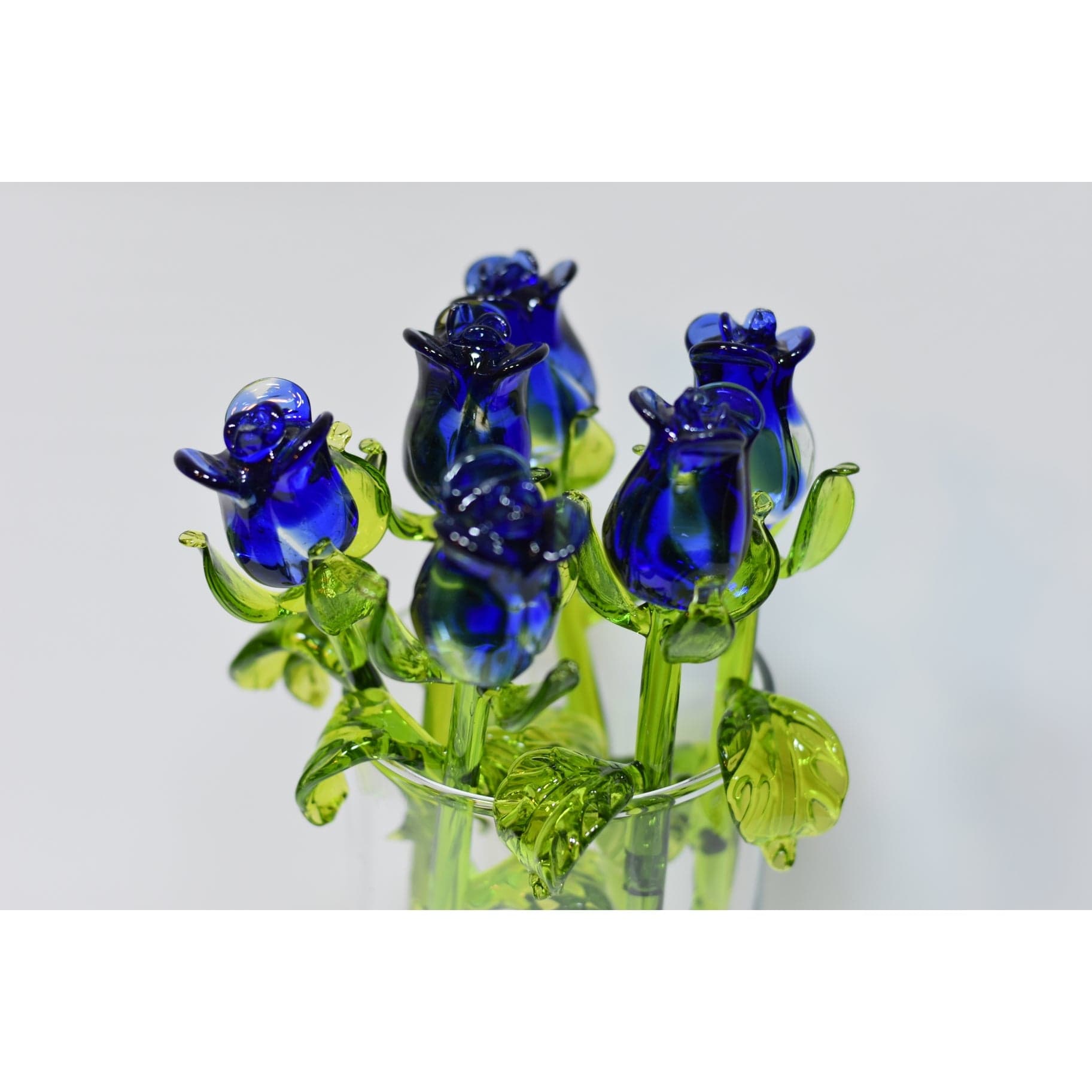 FAIRE - Glass by Inezz Decor Blue Roses Handblown Glass Rose Buds