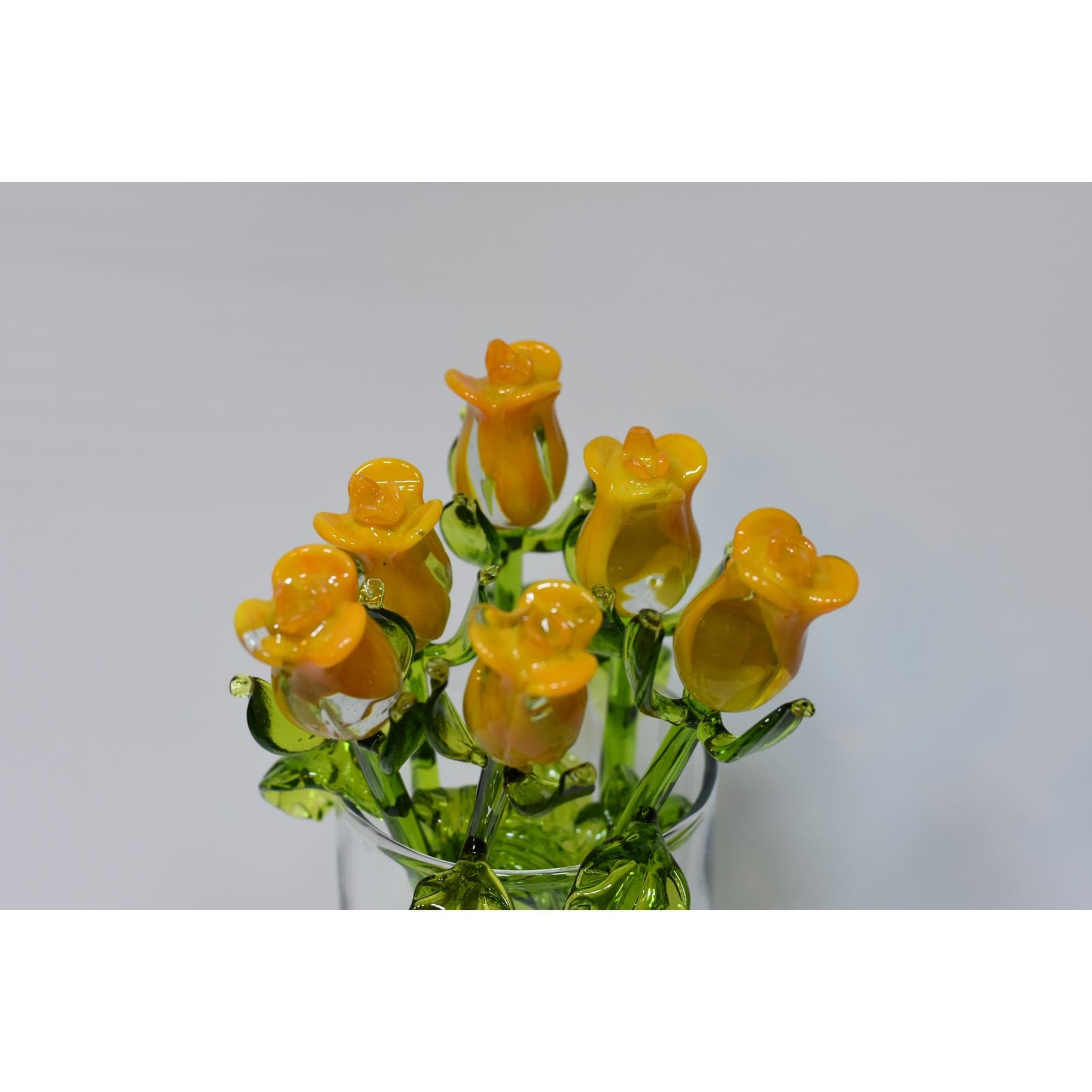 FAIRE - Glass by Inezz Decor Yellow Roses Handblown Glass Rose Buds