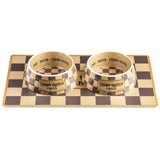 FAIRE - Haute Diggity Dog Pet Products SET / Brown / Small Chewy Vuiton Bowls & Placemat Set Classic Checker or White with Pastels