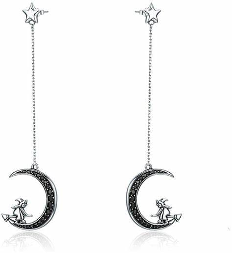 FAIRE Jewelry Witch in Moon Sterling Silver Ring and Earrings