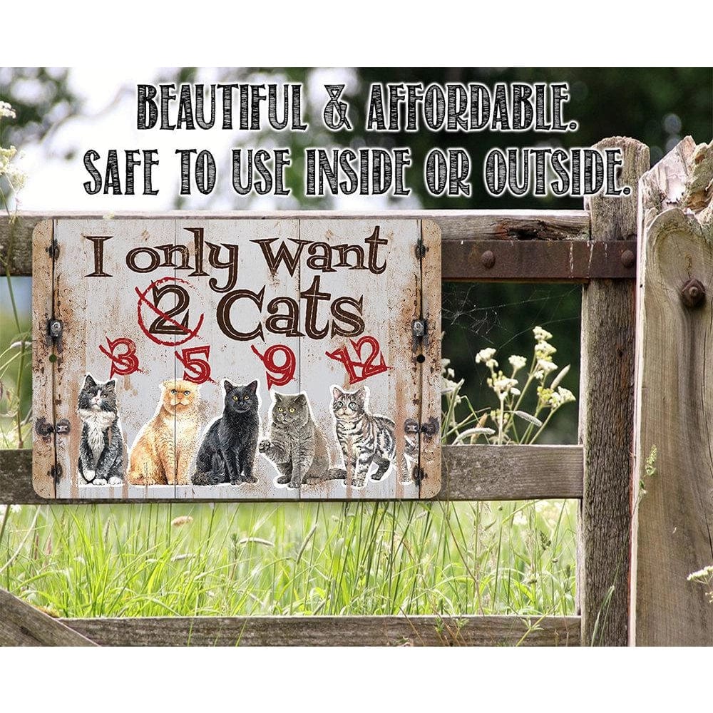 Faire-Lone Star Art Novelty Signs I Only Want Cats - Funny Metal Sign Handmade in the USA