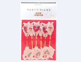 FAIRE - Party Partners Decor Picks Pink Pig Iron On Patches, Stickers and Party Picks, Cutest, Happy Pink Pigs for Decoration!*