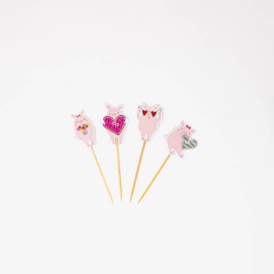 FAIRE - Party Partners Decor Pink Pig Iron On Patches, Stickers and Party Picks, Cutest, Happy Pink Pigs for Decoration!*