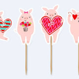 FAIRE - Party Partners Decor Pink Pig Iron On Patches, Stickers and Party Picks, Cutest, Happy Pink Pigs for Decoration!*