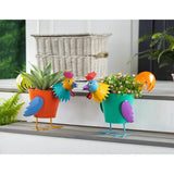 Faire-Plow & Hearth Pig Rooster Planters Colorful Metal Pig or Rooster Planter 2 Asst
