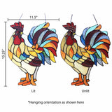 faire-river of goods Stained Glass Panels Rooster Tiffany Style Colorful Chicken Stained Glass Lamp or Hanging Panel