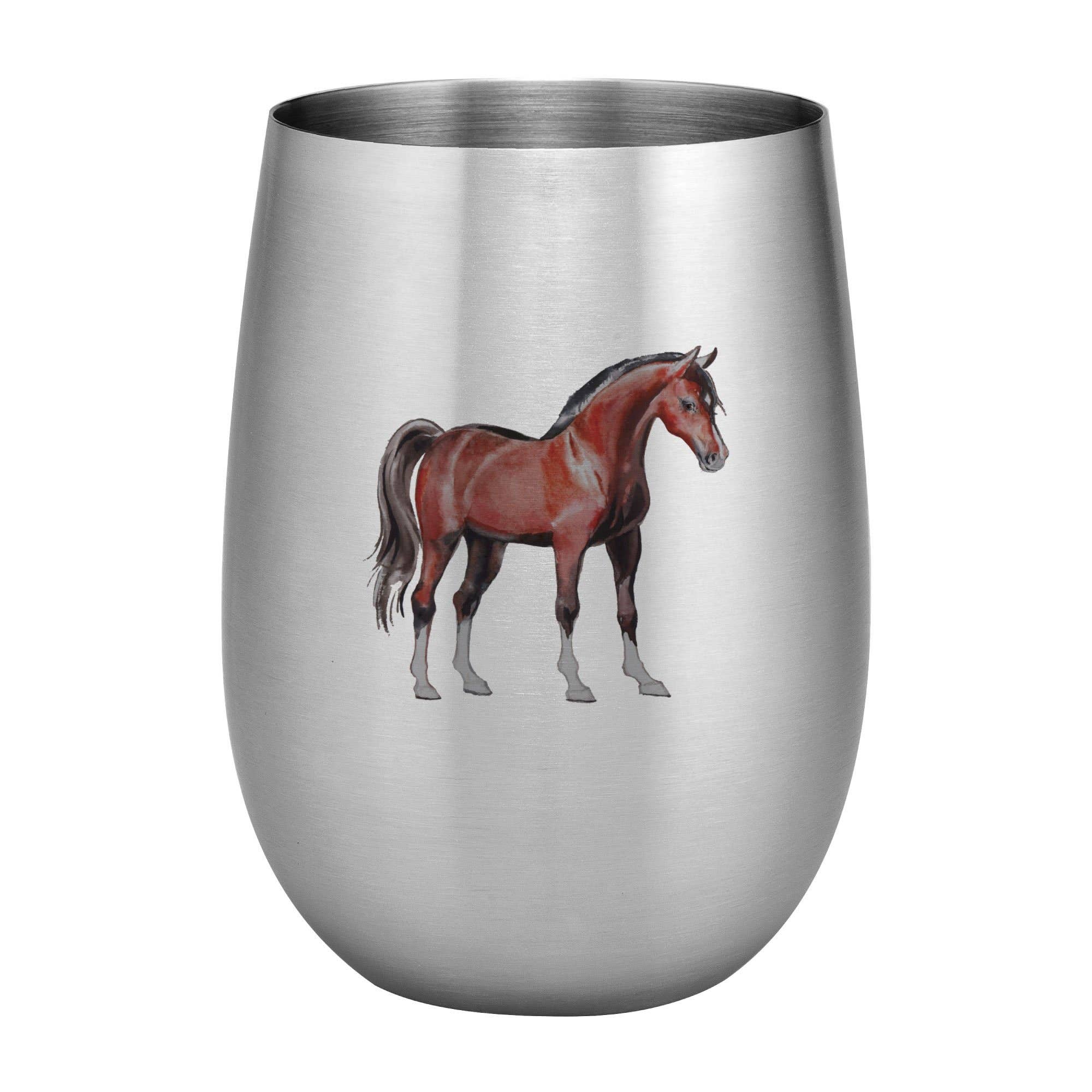 Faire-Supreme Housewares Drinkware Horse 20 oz. Full Color Printed SS Wine Glass