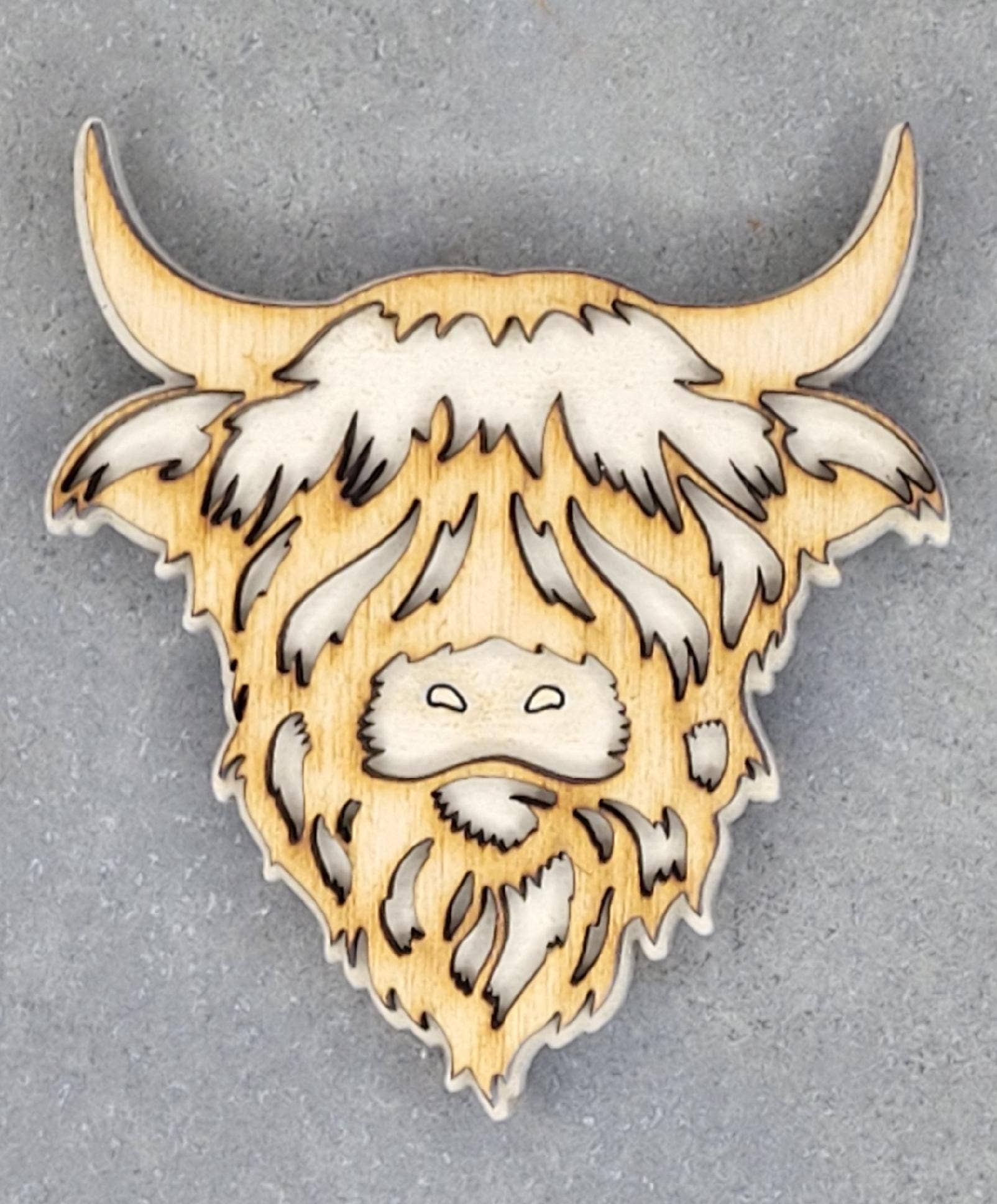 Faire: The Country Roost Highland Cow Magnet Handmade in the USA Wood look