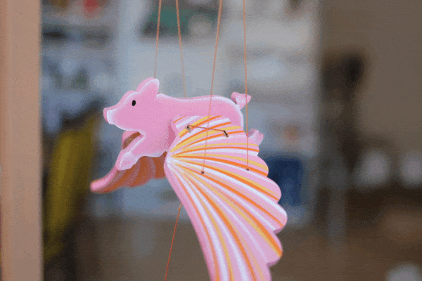 FAIRE - Tulia's Artisan Gallery Decor Flying Pig Mobile Hand Painted, Beautiful Conversation Piece or Child's Room Decoration