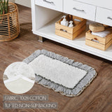 Ashmont Farmhouse Bath Mat-Cream with Blue Stripe & Burlap Ruffles