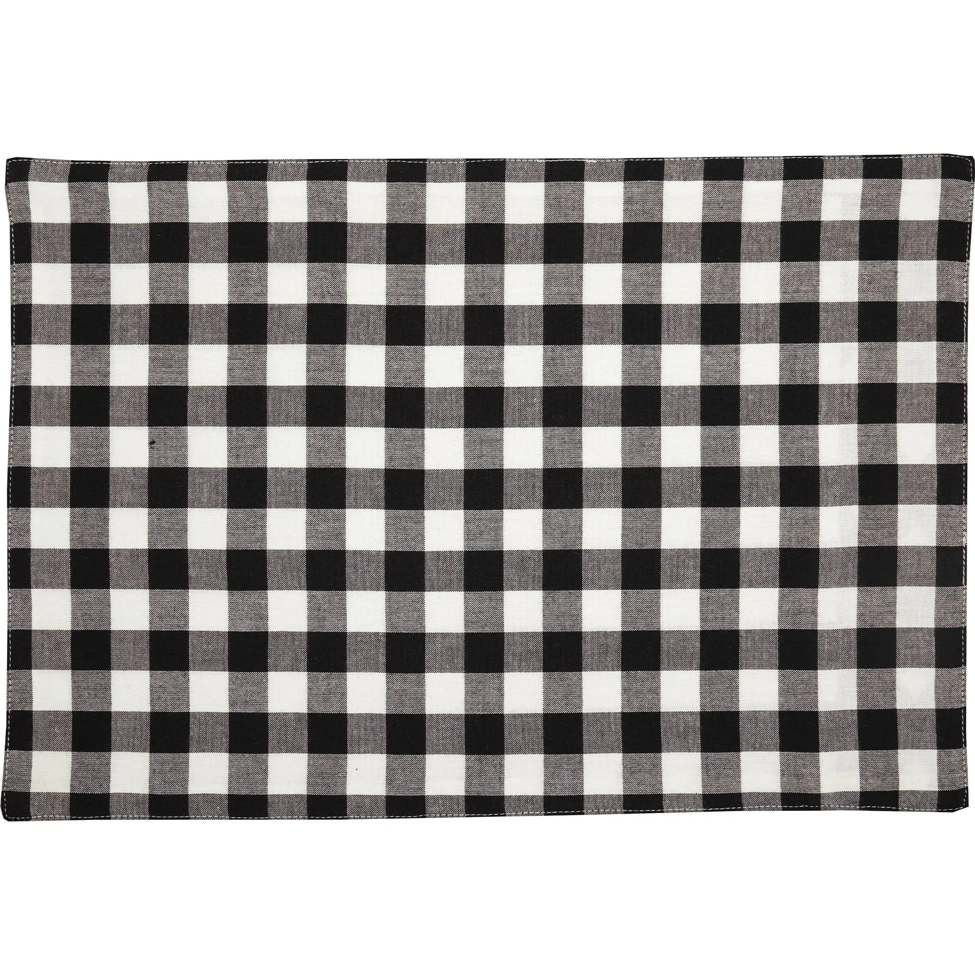 FAIRE - VHC Brands Table Runners Vintage Check Black and White Table Runners and Placemats