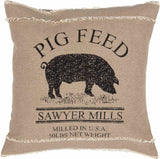 FAIRE - VHC Brands Throw Pillows Pig Pillow 18x18 Sawyer Mill Charcoal Natural