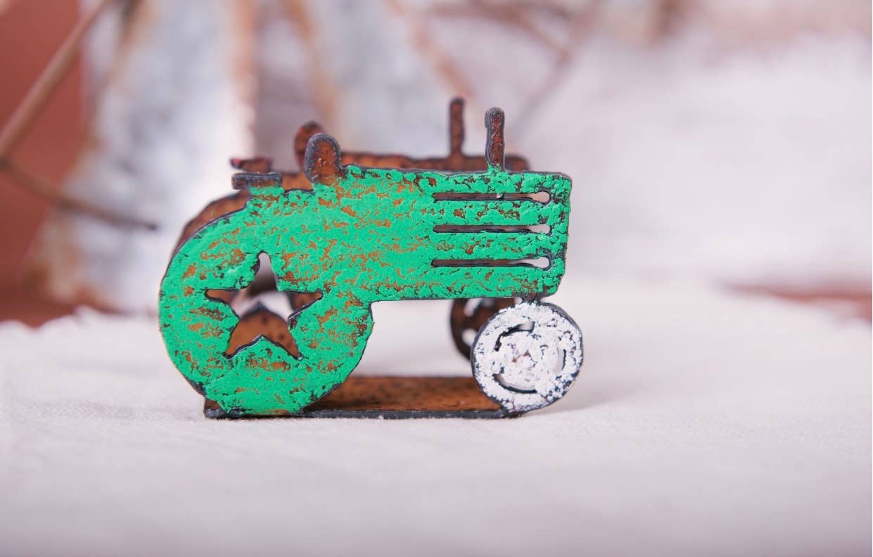 FAIRE - Whimsies Business Card Stands Rustic Metal Tractor Business Card Holder-Made in the USA
