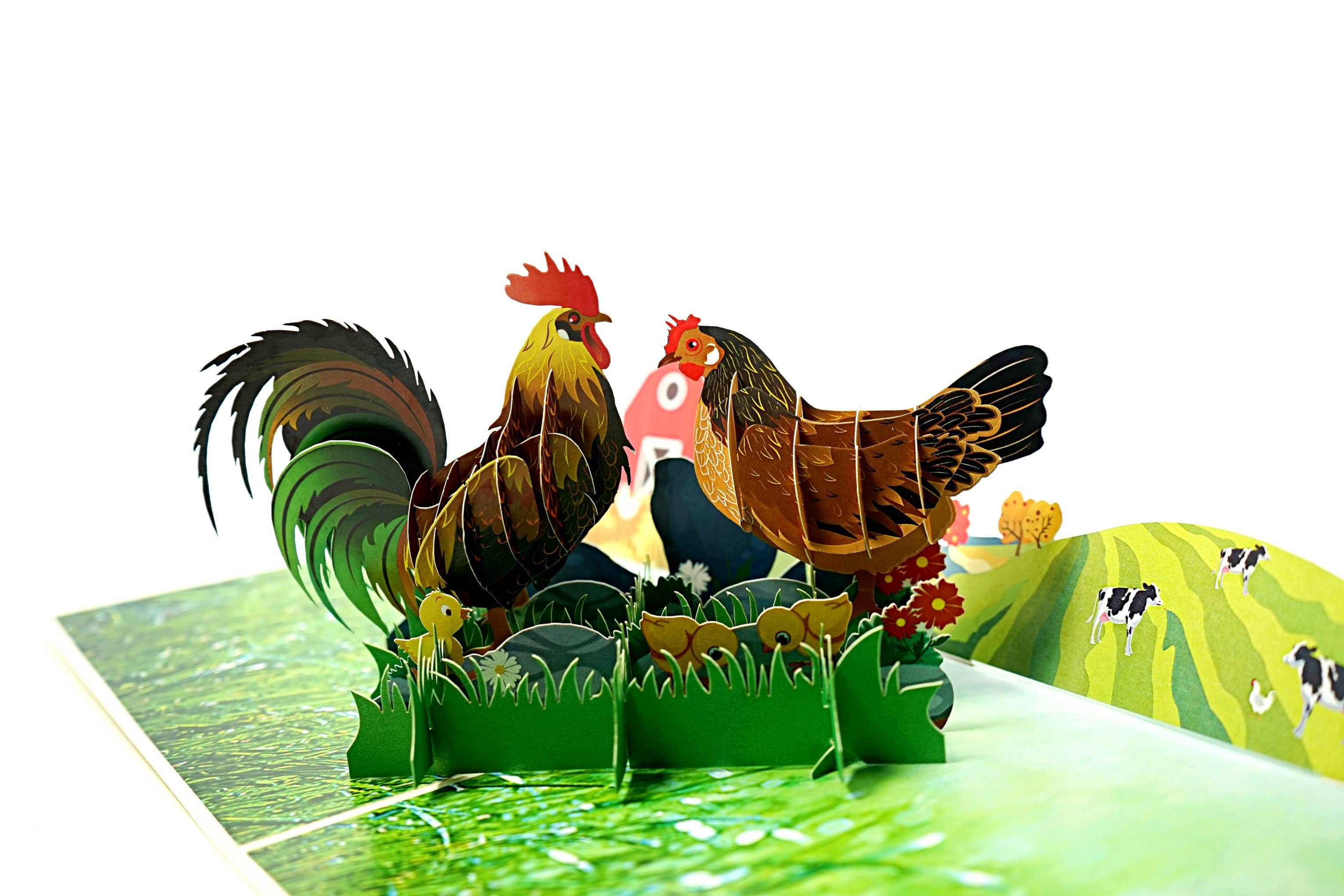 Faire-Wonder Paper Art 3d card Chicken Family 3D Pop Up Greeting Card-So cute for chicken lovers!