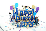 Faire-Wonder Paper Art 3d card Happy Birthday Cats Pop Up Card for Cat Lovers