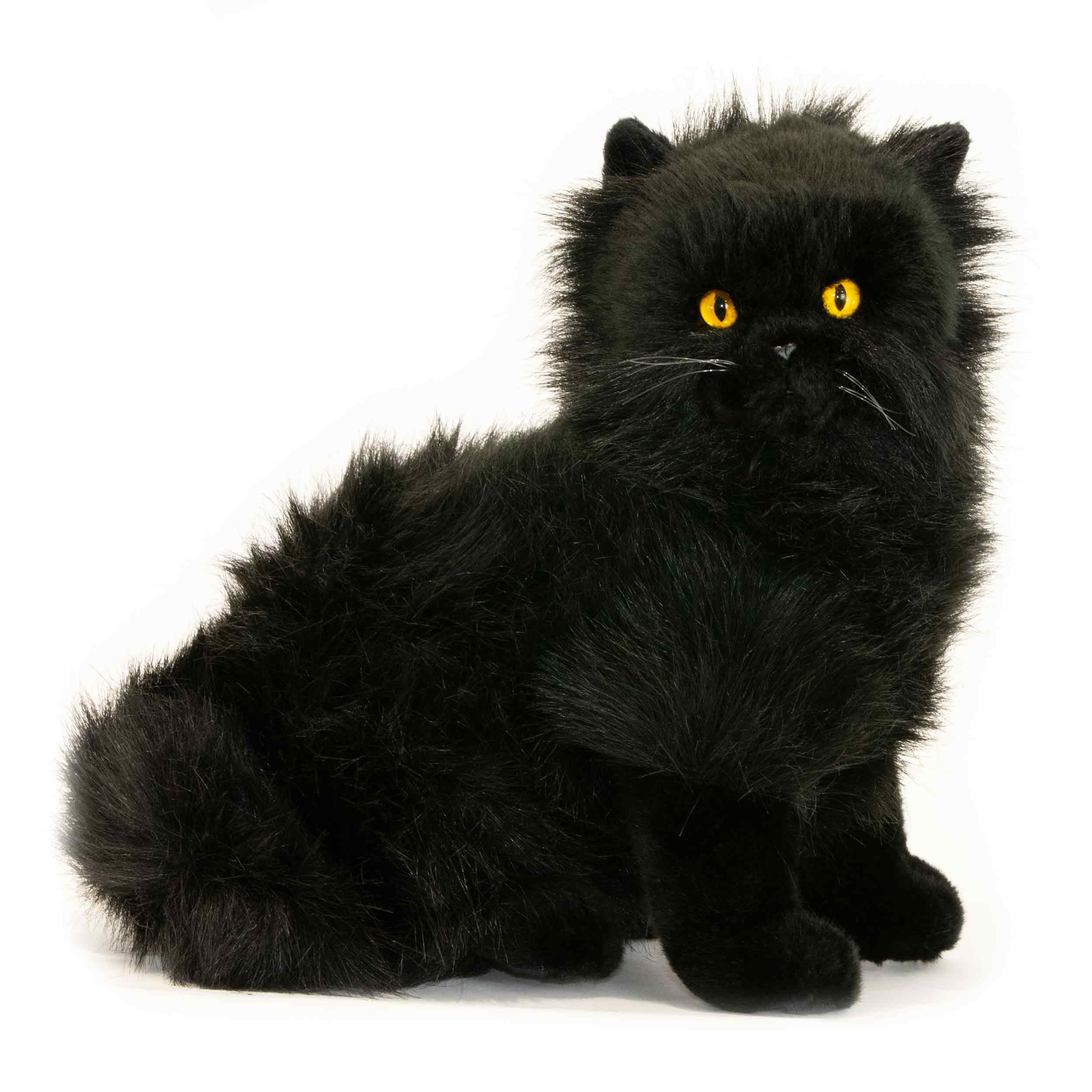 FurTastic Friends by Bocchetta Plush Toys Black Lifelike Sitting Persian or Chantilly-Tiffany Cat Size 27cm/10.5" Handmade
