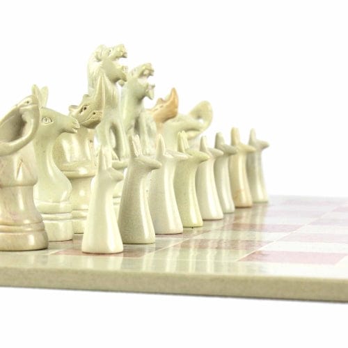 GCDS-Smolart Soapstone chess set Hand Carved Kenya Traditional Soapstone Animal Chess Set or Pieces- 15" Board