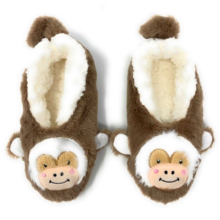 Ivy Stone-Ooh Geez! Slippers Let's Monkey Around Plush Fuzzy Monkey Footie Slipper Socks *