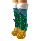 Cactus Hugs Plush Slipper Socks-Prickly on the outside, oh so soft on the inside! *