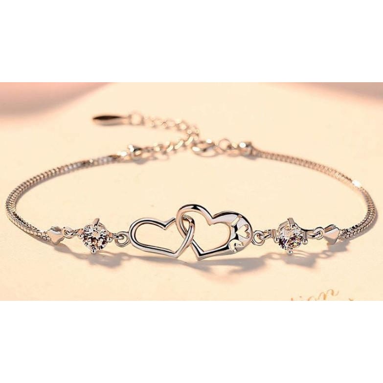 Joe Fine Fashion Jewelry Bracelet Sterling Silver Heart Bracelets in Clear or Purple CZ, Beautiful Gift!