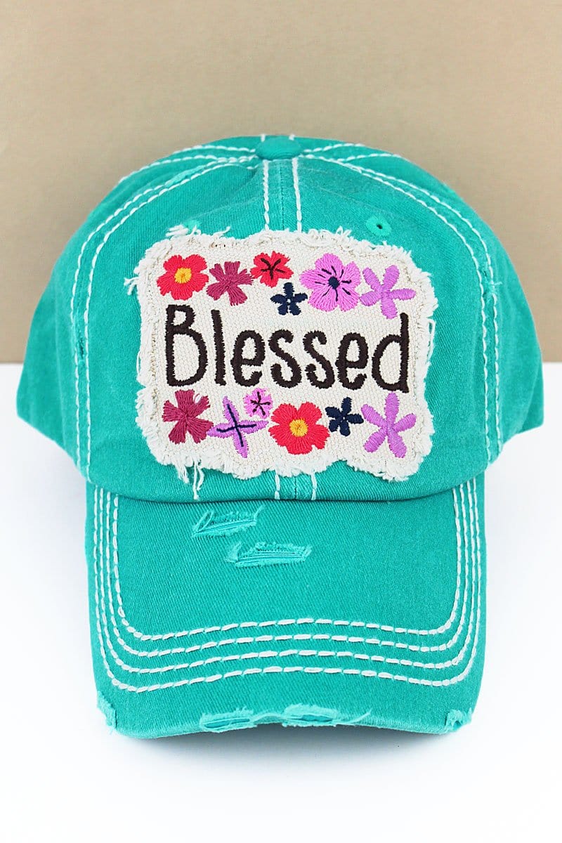 KBETHOS Hats Blessed Distressed Floral Hat*