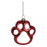 Kelli's Ornament Red Glass Paw Print Holiday Ornament