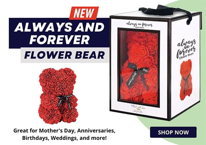 Kellis Gifts Rose Petals Romantic Red Rose Flower Bear Boxed Forever Gift