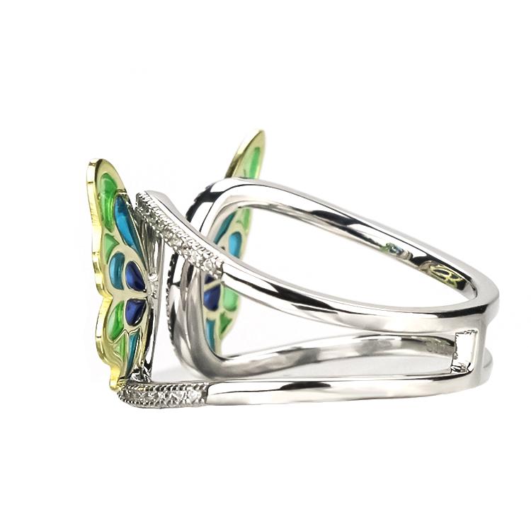 King He Fine Fashion Jewelry-Necklace Sterling Silver Enamel Butterfly Necklace with Swarovski Crystal Top of the Line!