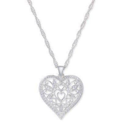 Macy's Fine Fashion Jewelry-Necklace Giani Bernini Filligree Heart Love 925 Sterling Silver Necklace