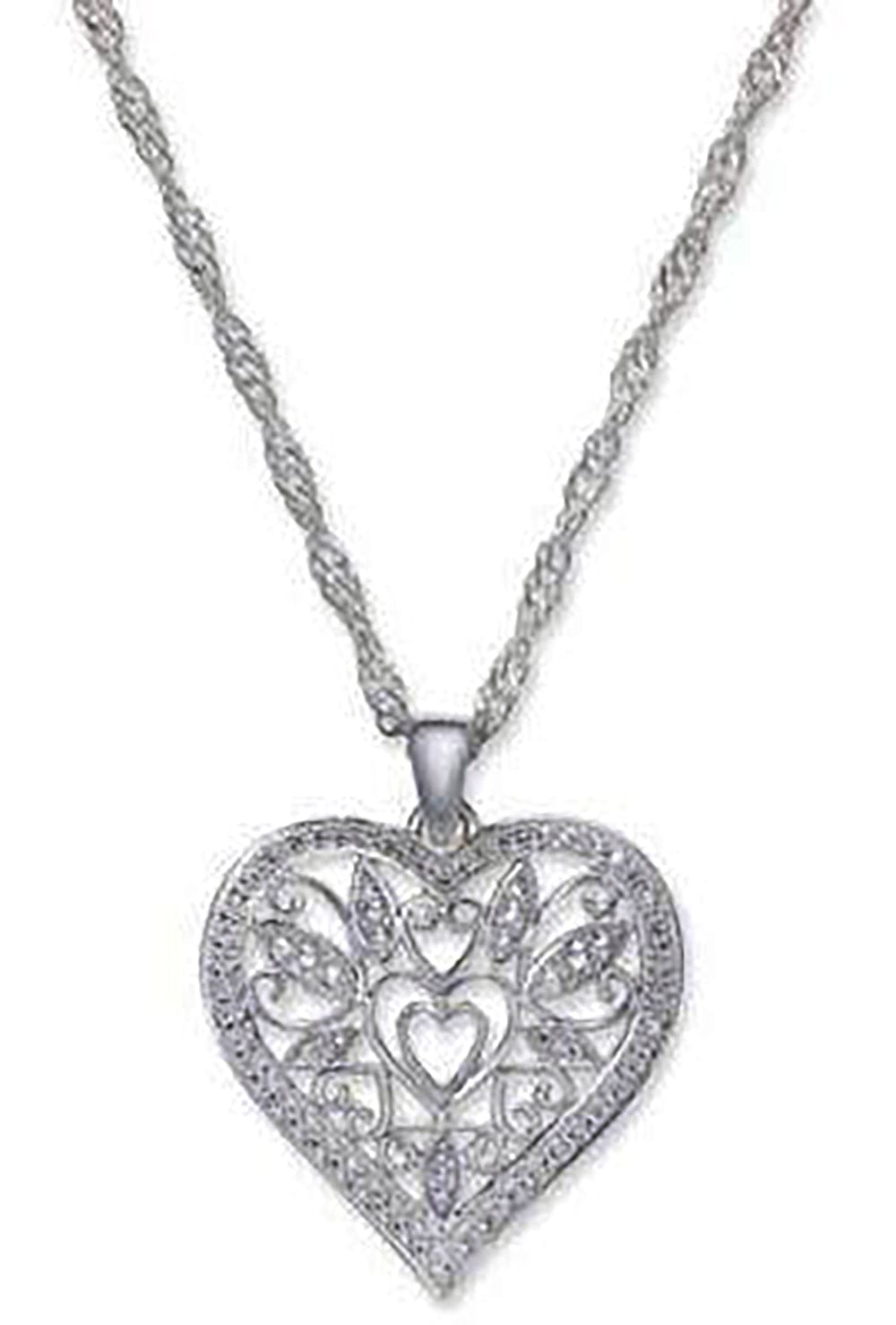 Macy's Fine Fashion Jewelry-Necklace Giani Bernini Filligree Heart Love 925 Sterling Silver Necklace
