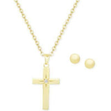 Macy's Jewelry SET-Fine Fashion 925 Silver Cross Girl's Sterling Silver Earring & Necklace Set