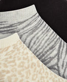 MMG-JENNI/GOLD MEDAL INTL Socks Women's No Show Socks Jenni 3pr Animal Print Super Soft Neutral Colors