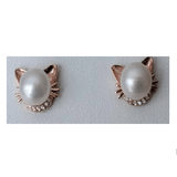 Monica Jewelry SET-Fashion 925 Silver Rose Gold Plated / Earrings Beautiful Pearl Cat Jewelry Sterling Silver Necklace